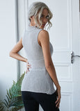 Tie Front Solid Knit Top