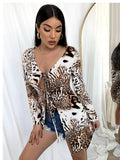 Tie Front Leopard Print Blouse